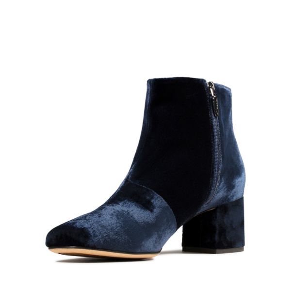 Clarks Womens Sheer Flora Ankle Boots Navy | UK-518923